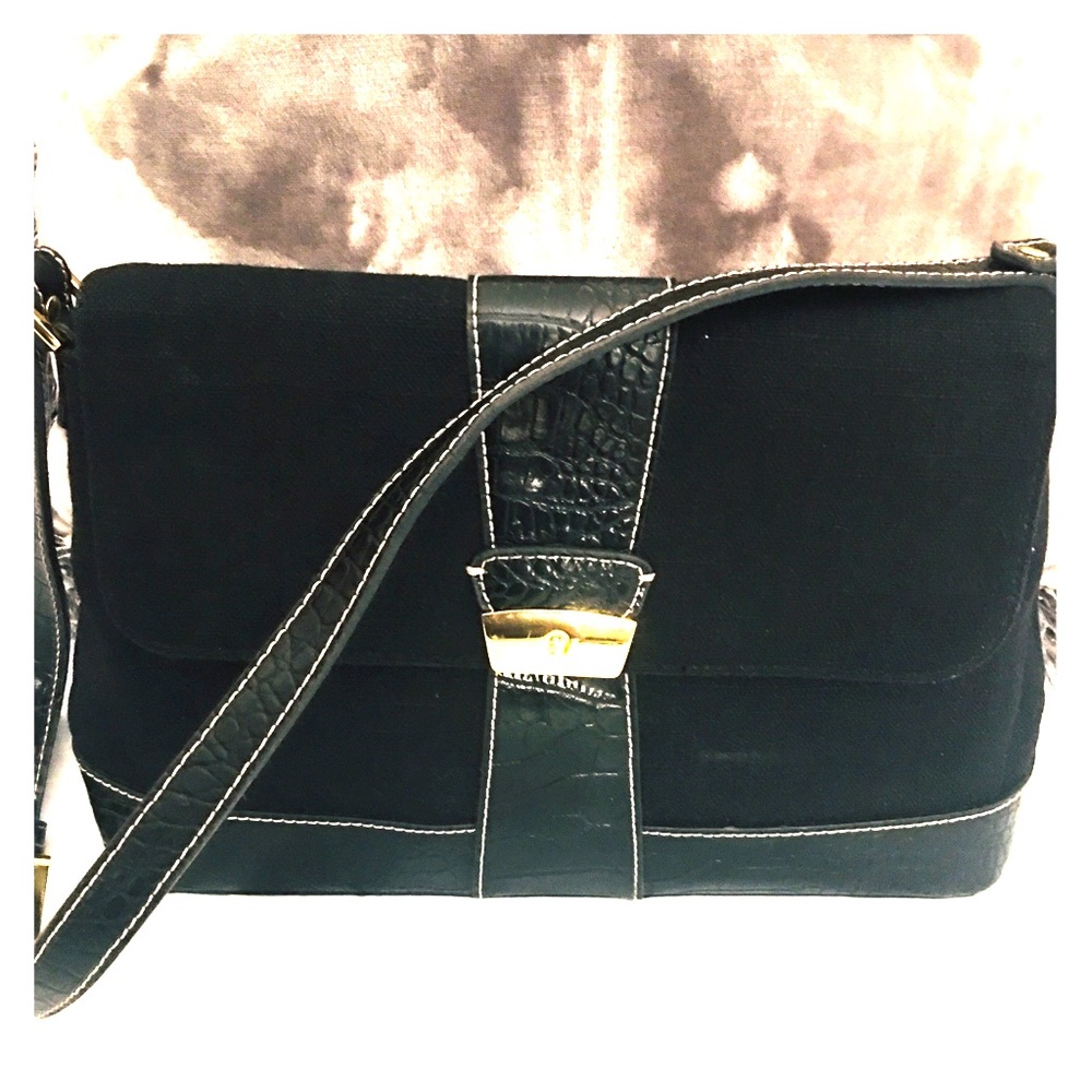 Etienne Aigner Black Canvass Shoulder Bag